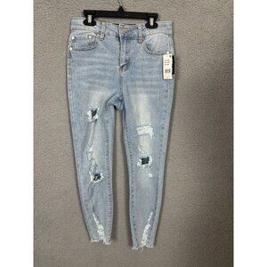 Indigo Rein Juniors' Curvy Fit High Rise Crop Jeans Distressed Size 1 Blue NWT's